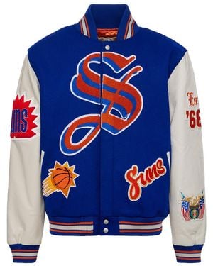 Jeff Hamilton Phoenix Suns Wool & Leather Varsity Jacket "Suns" Nba-102-Sun" - Blue