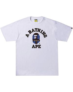 A Bathing Ape Check University T-Shirt 84Tjteom" - Black