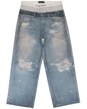 PROJECT G/R Trompe-Loeil Denim Jeans Pgr Xjns 0002" - Blue