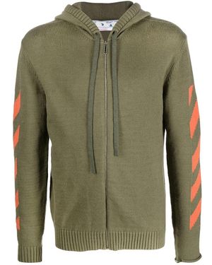 Off-White c/o Virgil Abloh Diag Arrow Knit Zip Hoodie "Army" Omha080F22Kni0015620" - Green