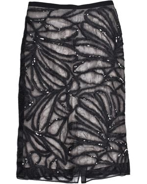 Brunello Cucinelli Silk Sequin Skirt Brun562" - Black