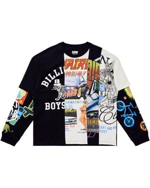 BBCICECREAM Original Long-Sleeve Knit Panel T-Shirt 861 6314 Blac" - Black