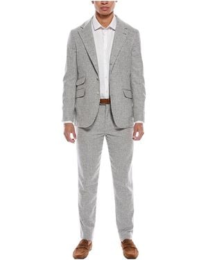 Brunello Cucinelli Wool Blend Three-Button Suit "Pearl" Brun651" - Black