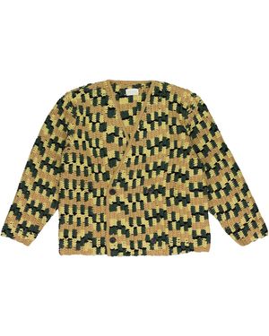 Aimé Leon Dore Double Breasted Hand Knit Cardigan Fw23Ks035" - Green