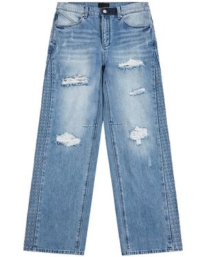 RTA Zed Straight Leg Jeans "Glacier 3D Cross" Mexod1249 J2118Gbdcs" - Blue