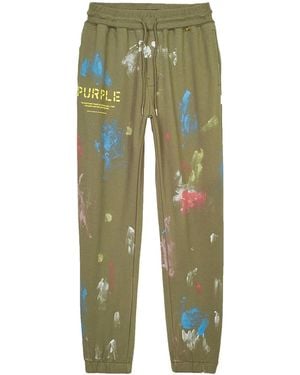 Purple Brand French Terry Stencil Paint Joggers P412 Fmsj222" - Black