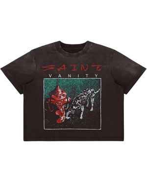 SAINT VANITY Dalmatian T-Shirt "Faded" Sv052" - Black