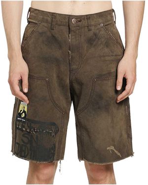 PALY Sinned 4 Nothing Waxed Canvas Dbl Knee Short 5U009Q1010Brn" - Black