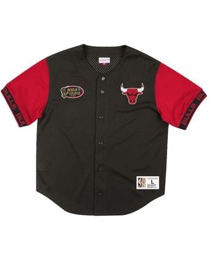 Mitchell & Ness Nba Pure Shooter Mesh Button Front Shirt "Chicago Bulls - Black