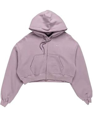 Nike Studio Fleece Oversized Full-Zip Cropped Hoodie "Bleached Lilac Sail" Im8499 583" - Purple