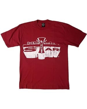 HELLSTAR Jesus Emblem T-Shirt "Burgundy" Hsr108" - Red