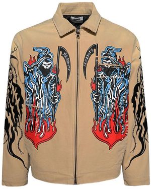 Warren Lotas Painted Reaper Logo Carhartt Jacket "Tan Multi" Ss253014B0151059" - Black