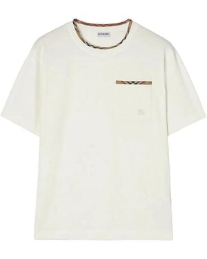 Burberry Check Trim Cotton T-Shirt "Chalk" 8127629" - Black