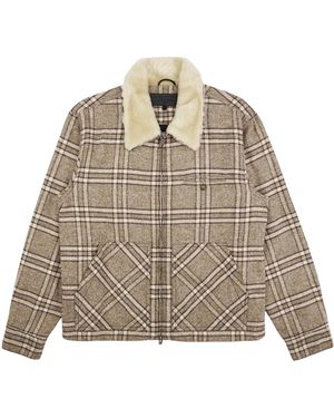 Chrome Hearts Sherpa Lined Zip Up Flannel Jacket Chrm1215" - Black