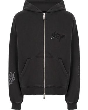 Ksubi Graff Ekcess Zip Thru Hoodie "Faded" Mps26Fl005" - Black
