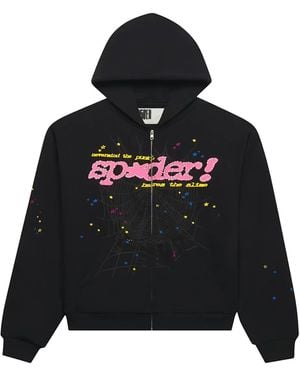 Sp5der Punk V2 Zip Up Hoodie "Ss26 - Black