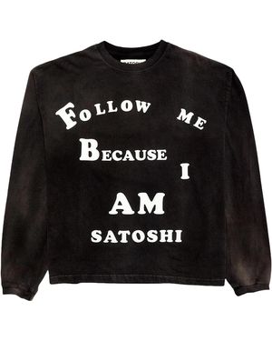 Satoshi Nakamoto Follow Me Longsleeve T-Shirt Fw24Ls001 Blk" - Black