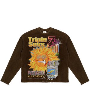 Triple Sevens Weekend Getaway Waffle Knit Long-Sleeve T-Shirt Ts7060" - Black