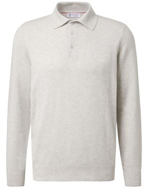 Brunello Cucinelli Cotton Polo Jumper "Fog" Brun2293" - Black