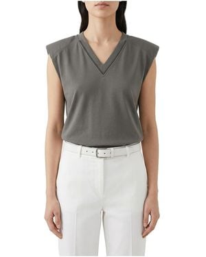 Brunello Cucinelli Sleeveless Shirt "Poppy Seed" Brun1824" - Black