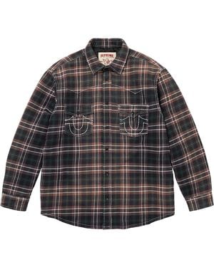 Supreme True Religion Quilted Lined Plaid Flannel "Fw25 - Black