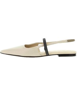 Brunello Cucinelli Leather Pointed Slingback Flats "Rugiada" Brun2034" - Black