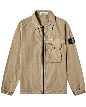Stone Island Pocket Washed Zipper Jacket "Khaki" 7315107Wn V0168" - Black