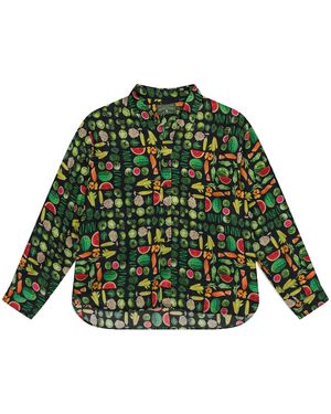 DENIM TEARS Fruit Collage Button-Up Dt858" - Green