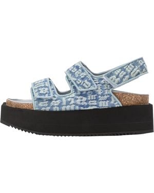 Palm Angels Platform Birk Sandals "Denim" Pwih005S22Lea0028400" - Black