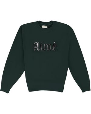 Aimé Leon Dore Houndstooth Applique Crewneck Sweatshirt Ald Mhds 0041" - Green