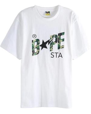 A Bathing Ape Abc Camo Sta Logo T-Shirt 1L80110008 Wh0" - Black