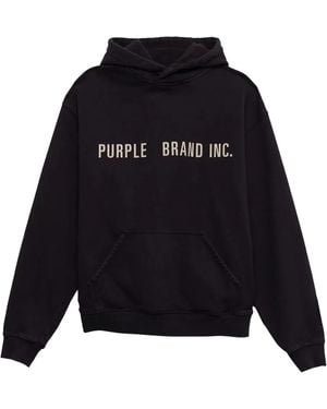 Purple Brand Artifact Embroidered Hoodie P404 Aehb122" - Black