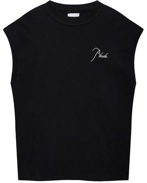 Rhude Classique Cut-Off Sleeve Top Rhss26Ta01012 Bkw" - Black