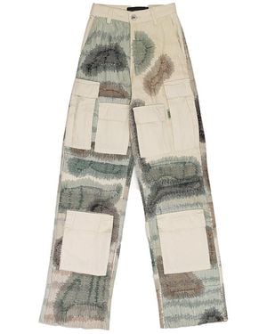 Who Decides War Camouflage Embroidery Trousers "Ivory" 11200590018Aw23" - Black