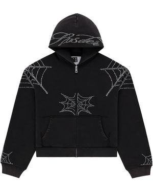 Sp5der Rhinestone We Zip Hoodie 397" - Black