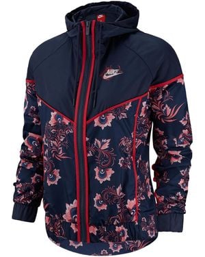 Nike Floral-print Sportswear Jacket - Blue