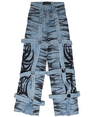 Who Decides War Winged Logo Bondage Trousers 1121040008Ss24" - Black