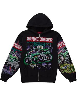 Supreme Monster Jam Grave Digger Zip-Up Hooded Sweatshirt Su28098" - Black