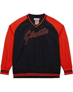 Mitchell & Ness Nylon Pullover Jacket Vintage Logo "Mlb Giants" Jk9272 Sfgblck" - Red