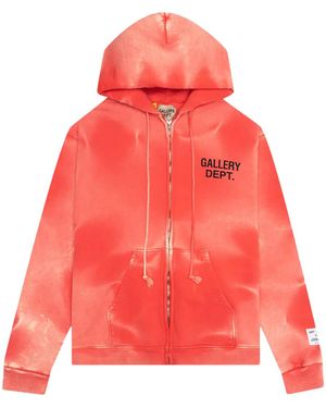 GALLERY DEPT. Sun Faded French Logo Zip Up Hoodie "Faded" Gd139" - Red