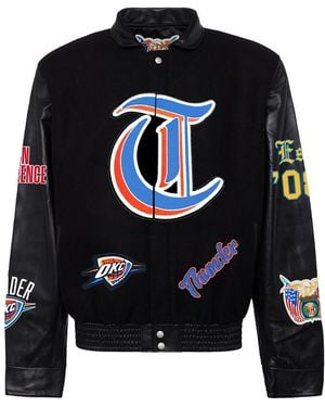 Jeff Hamilton Oklahoma City Thunder Wool & Leather Old English Varsity Jacket Nba Okl Thu 101" - Black