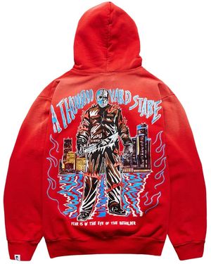 Warren Lotas Thousand Yard Stare Logo Hoodie "Faded" Wl056" - Red