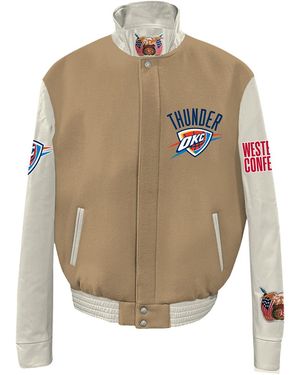 Jeff Hamilton Oklahoma City Thunder Wool & Leather Varsity Jacket "Camel" Nba 004Cam Okc" - Black