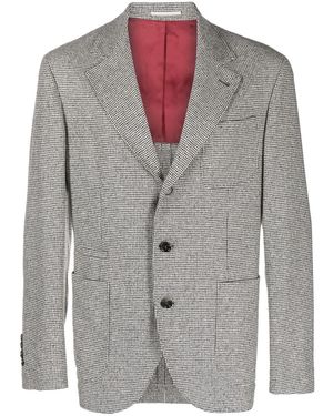 Brunello Cucinelli Houndstooth Suit Jacket "Light" Brun650" - Black