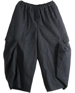 Comme des Garçons Flared Hem Wide-Leg Trousers "Charcoal" Rr P013 051 Charcoal" - Black