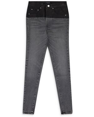 Amiri Contrast Leather Skinny Jeans Ps22Wds071_Blue" - Black