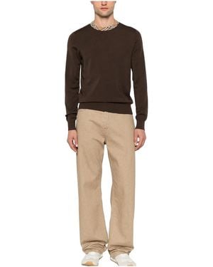 Burberry Check-Trim Long Sleeve T-Shirt "Chocolate" 8132554" - Black