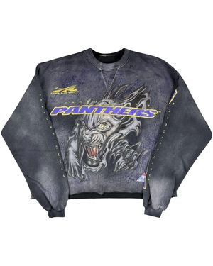 HELLSTAR Panther Crewneck Sweatshirt "Washed" Hsr397" - Black