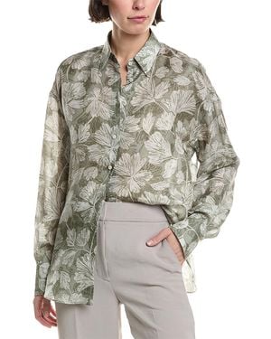 Brunello Cucinelli Silk Floral Blouse Brun1331" - Black
