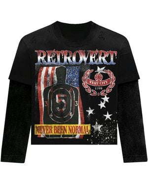 RETROVERT Usa Longsleeve Thermal Shirt Ret017" - Black